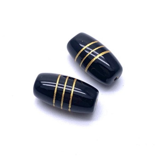 Бусина Дзи "587", агат, три полоски желания, размер 18х10 мм, цена за 1 шт