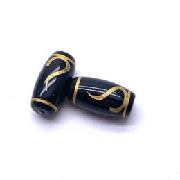 Бусина Дзи "588", агат, Руи, Золотой ключ, размер 18х10 мм, цена за 1 шт