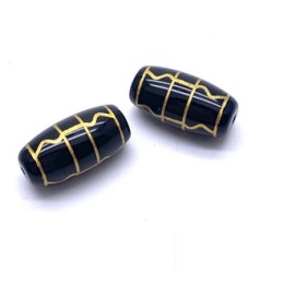 Бусина Дзи "592", агат, Ваджра, размер 18х10 мм, цена за 1 шт