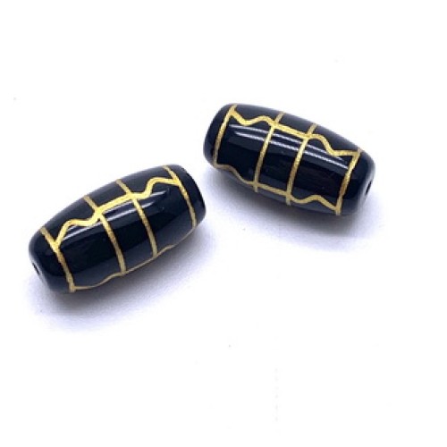 Бусина Дзи "592", агат, Ваджра, размер 18х10 мм, цена за 1 шт