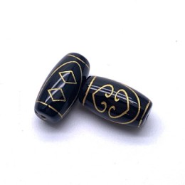 Бусина Дзи "593", агат, Дордже-Жуи, размер 18х10 мм, цена за 1 шт