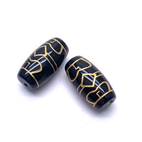 Бусина Дзи "594", агат, Шапка Дхармы, размер 18х10 мм, цена за 1 шт