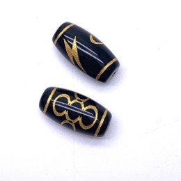 Бусина Дзи "597", агат, Гаруда Молния, размер 18х10 мм, цена за 1 шт