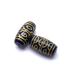 Бусина Дзи "608", агат, 6 глаз, размер 18х10 мм, цена за 1 шт