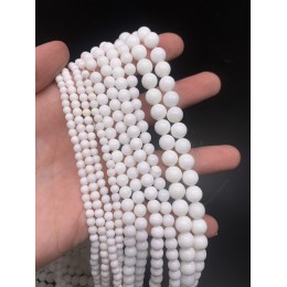 Каменные бусины, Агат , белый,  люкс, шарик гладкий, 6 мм, длина нити 38 см