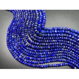 Каменные бусины, Лазурит, огранка, рондель 6х4 мм, длина нити 38 см