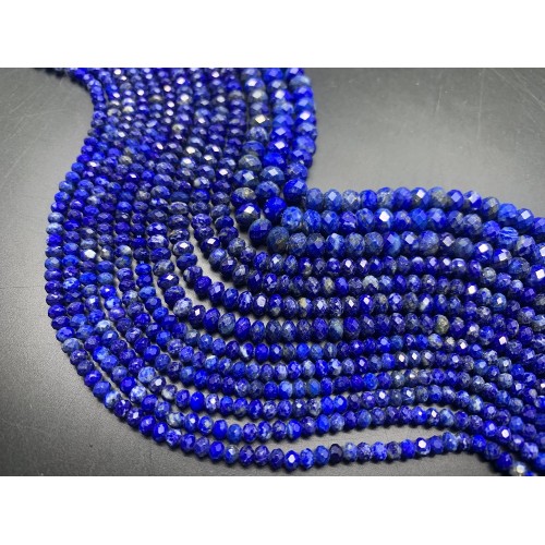 Каменные бусины, Лазурит, огранка, рондель 6х4 мм, длина нити 38 см