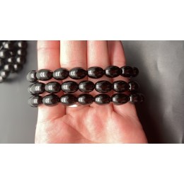 Каменные бусины, Гагат, (Грузия), Рис, 10,5х7,5 мм, 18 бусин