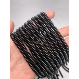 Каменные бусины, Агат, чёрный, бублик, 6,5х2 мм, длина нити 38 см