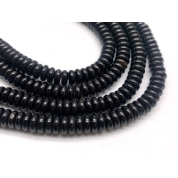 Каменные бусины, Агат, чёрный, бублик, 6,5х2 мм, длина нити 38 см