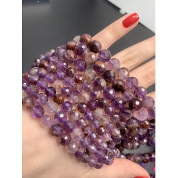 Каменные бусины, Какоксенит, шарик в огранке, 8 мм, длина нити 38 см