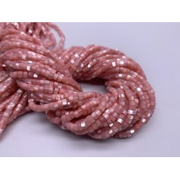 Каменные бусины, Перламутр розовый, тонированный, шайба, 4х2 мм, длина нити 38 см