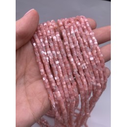 Каменные бусины, Перламутр розовый, тонированный, шайба, 4х2 мм, длина нити 38 см