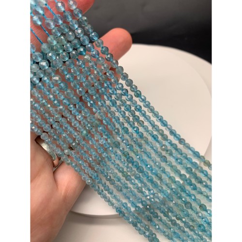 Каменные бусины, Апатит, люкс, шарик огранка, 3 мм, длина нити 38 см 13275