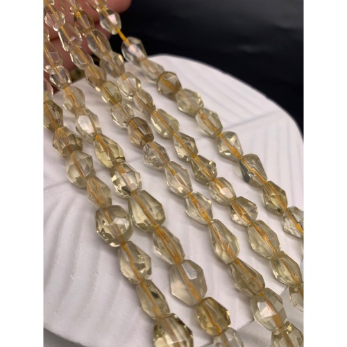 Каменные бусины, Кварц, лимонный, фриформы, огранка, 11х8 мм, длина нити 38 см