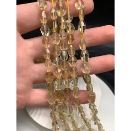 Каменные бусины, Кварц, лимонный, фриформы, огранка, 11х8 мм, длина нити 38 см