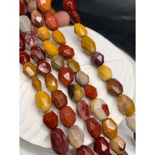 Каменные бусины, Яшма Мукаит, фриформы, огранка, 11х8 мм, длина нити 38 см