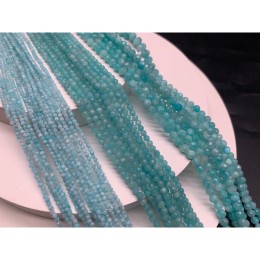 Каменные бусины, Амазонит, люкс, шарик огранка, 2 мм, длина нити 38 см