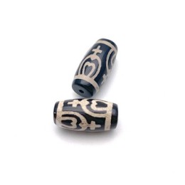 Бусина Дзи "40" из агата, Сосуд изобилия, размер 18х10 мм, цена за 1 шт