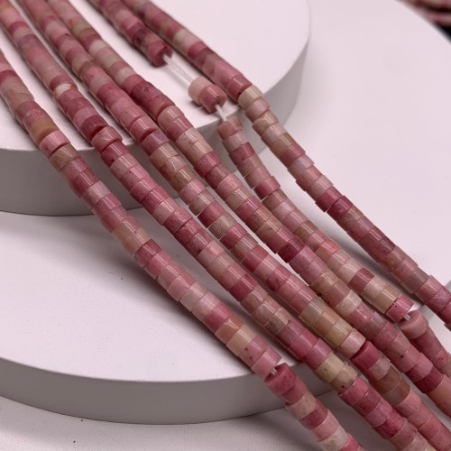 Каменные бусины, Родонит, шайба, 4х2 мм, длина нити 38 см