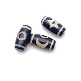 Бусина Дзи "43" из агата, Вселенная Дзи, размер 18х10 мм, цена за 1 шт