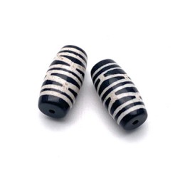 Бусина Дзи "166" из агата, двойной черепаший панцирь, размер 18х10 мм, цена за 1 шт