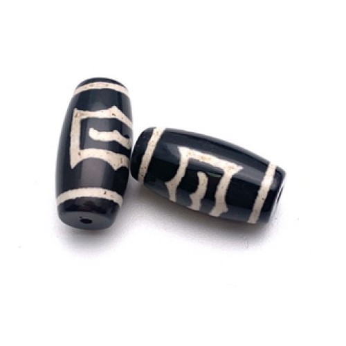 Бусина Дзи "178" из агата, 2 птицы, размер 18х10 мм, цена за 1 шт