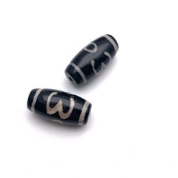 Бусина Дзи "179" из агата, Дзи ОМ, Сладкие речи, размер 18х10 мм, цена за 1 шт