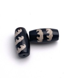 Бусина Дзи "185" из агата, 5 летучих мышей, размер 18х10 мм, цена за 1 шт