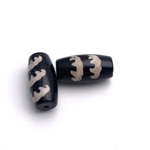 Бусина Дзи "185" из агата, 5 летучих мышей, размер 18х10 мм, цена за 1 шт