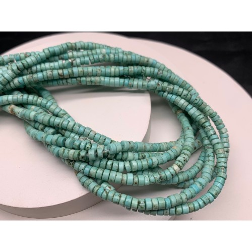Каменные бусины, Турквенит, светло-голубой, шайба, 4х2 мм, длина нити 38 см