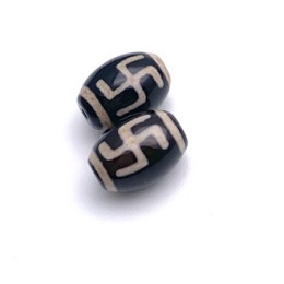 Бусина Дзи "635" из агата, Свастика, Хо-ту-Дзи, размер 12х9 мм, цена за 1 шт