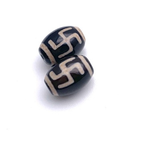 Бусина Дзи "635" из агата, Свастика, Хо-ту-Дзи, размер 12х9 мм, цена за 1 шт