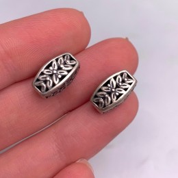Бусина, с узором, тайское серебро, размер 13,5х7,5 мм, цена за 1 шт.