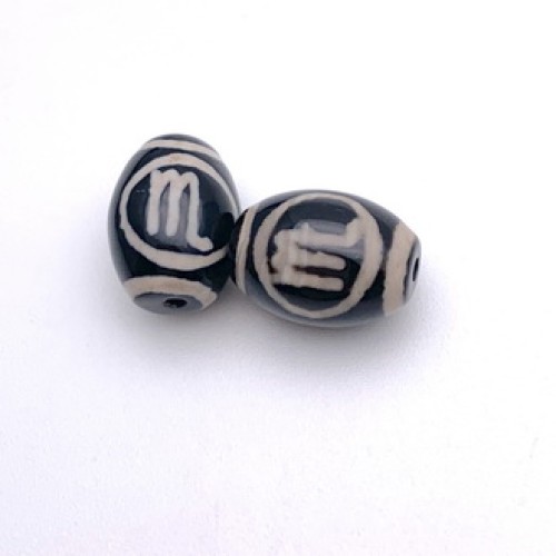 Бусина Дзи "616" из агата, Скорпион, размер 12х9 мм, цена за 1 шт