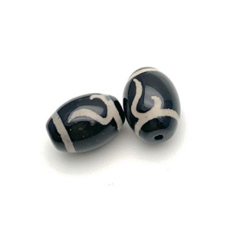 Бусина Дзи "645" из агата, Руи, Золотой ключ, размер 12х9 мм, цена за 1 шт