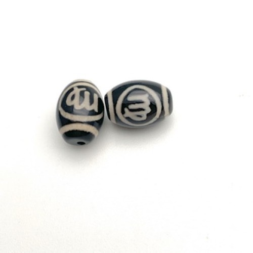 Бусина Дзи "614" из агата, Дева, размер 12х9 мм