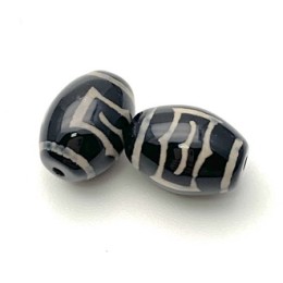 Бусина Дзи "626" из агата, 2 птицы, размер 12х9 мм, цена за 1 шт