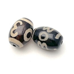 Бусина Дзи "640" из агата, ОМ, "Сладкие речи", размер 12х9 мм, цена за 1 шт