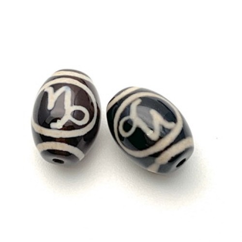 Бусина Дзи "618" из агата, Козерог, размер 12х9 мм, цена за 1 шт