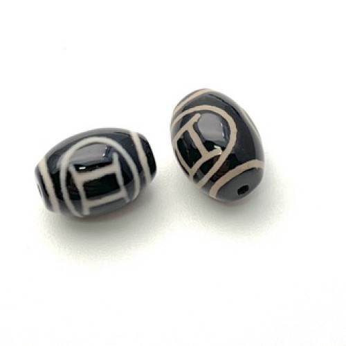 Бусина Дзи "611" из агата, Близнецы, размер 12х9 мм, цена за 1 шт