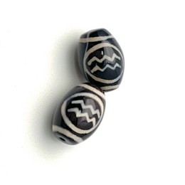 Бусина Дзи "619" из агата, Водолей, размер 12х9 мм, цена за 1 шт