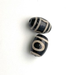 Бусина Дзи "624" из агата, Небо и Земля, размер 12х9 мм, цена за 1 шт