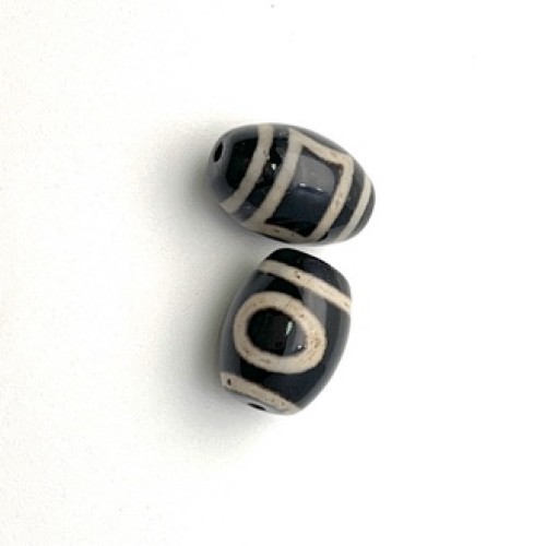 Бусина Дзи "624" из агата, Небо и Земля, размер 12х9 мм, цена за 1 шт