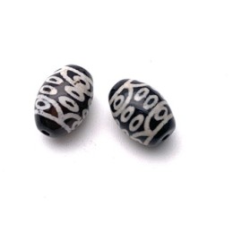 Бусина Дзи "653" из агата, 18 глаз, размер 12х9 мм, цена за 1 шт