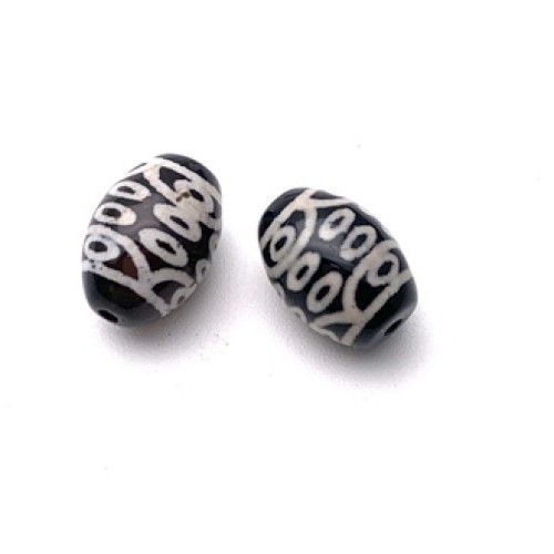 Бусина Дзи "653" из агата, 18 глаз, размер 12х9 мм, цена за 1 шт