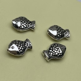 Бусина, "Рыбка", тайское серебро, размер 10х7 мм, цена за 1 шт.