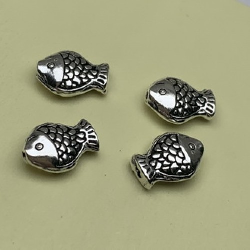 Бусина, "Рыбка", тайское серебро, размер 10х7 мм, цена за 1 шт.