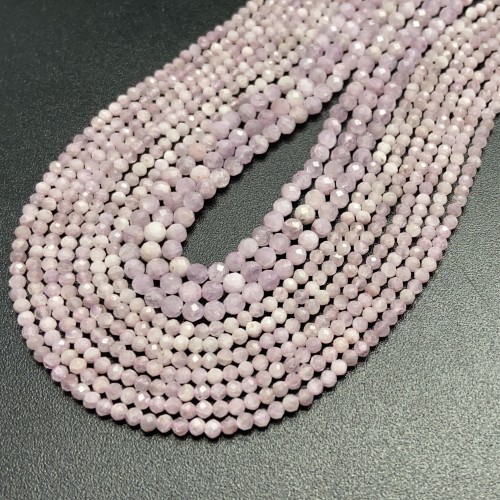 Каменные бусины, Кунцит, шарик огранка, 4 мм, длина нити 38 см