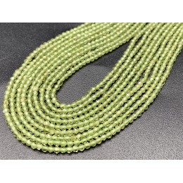 Каменные бусины, Хризолит (Перидот, Оливин), шарик огранка, 2 мм, длина нити 38 см